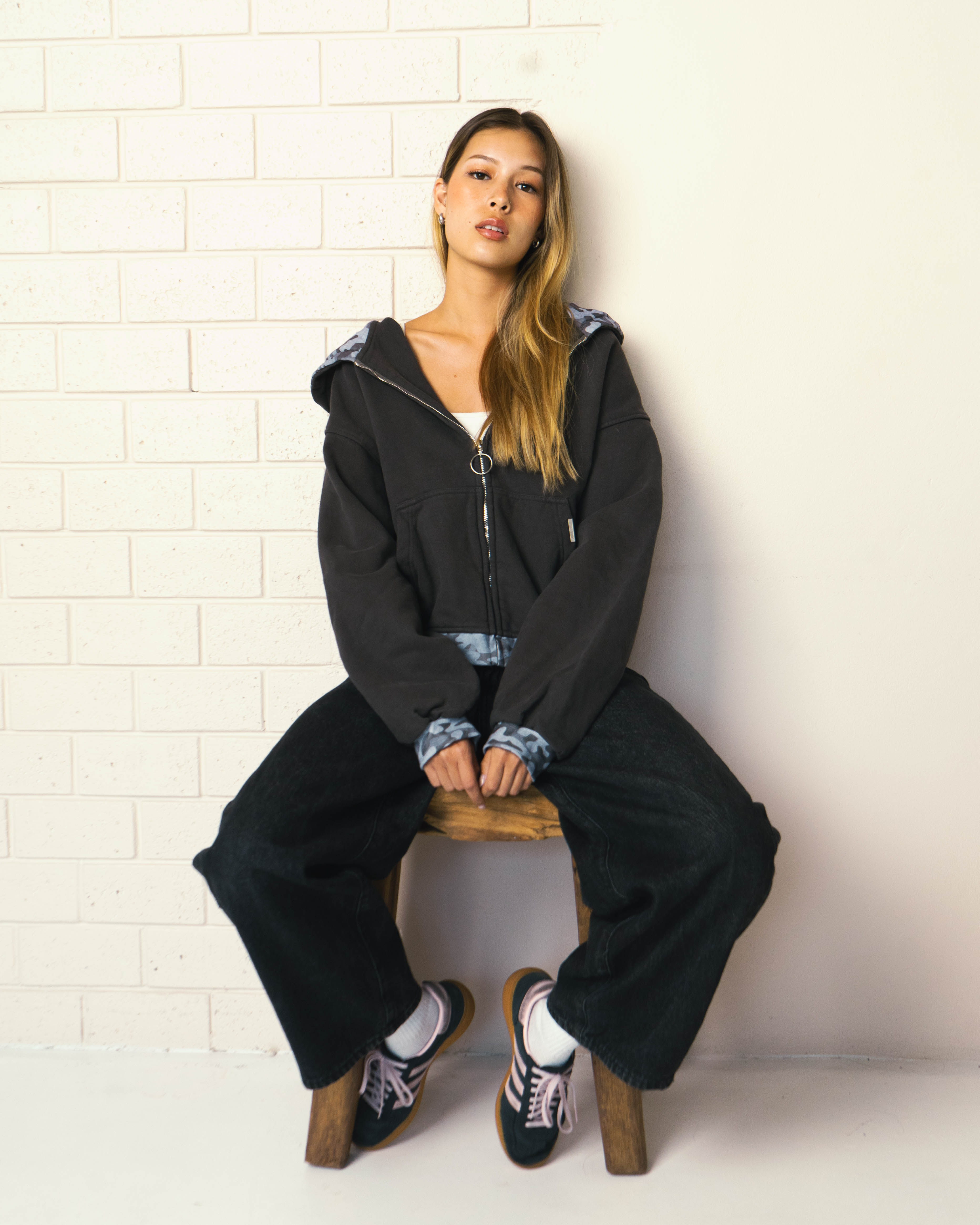 Camo Charcoal Zip-up