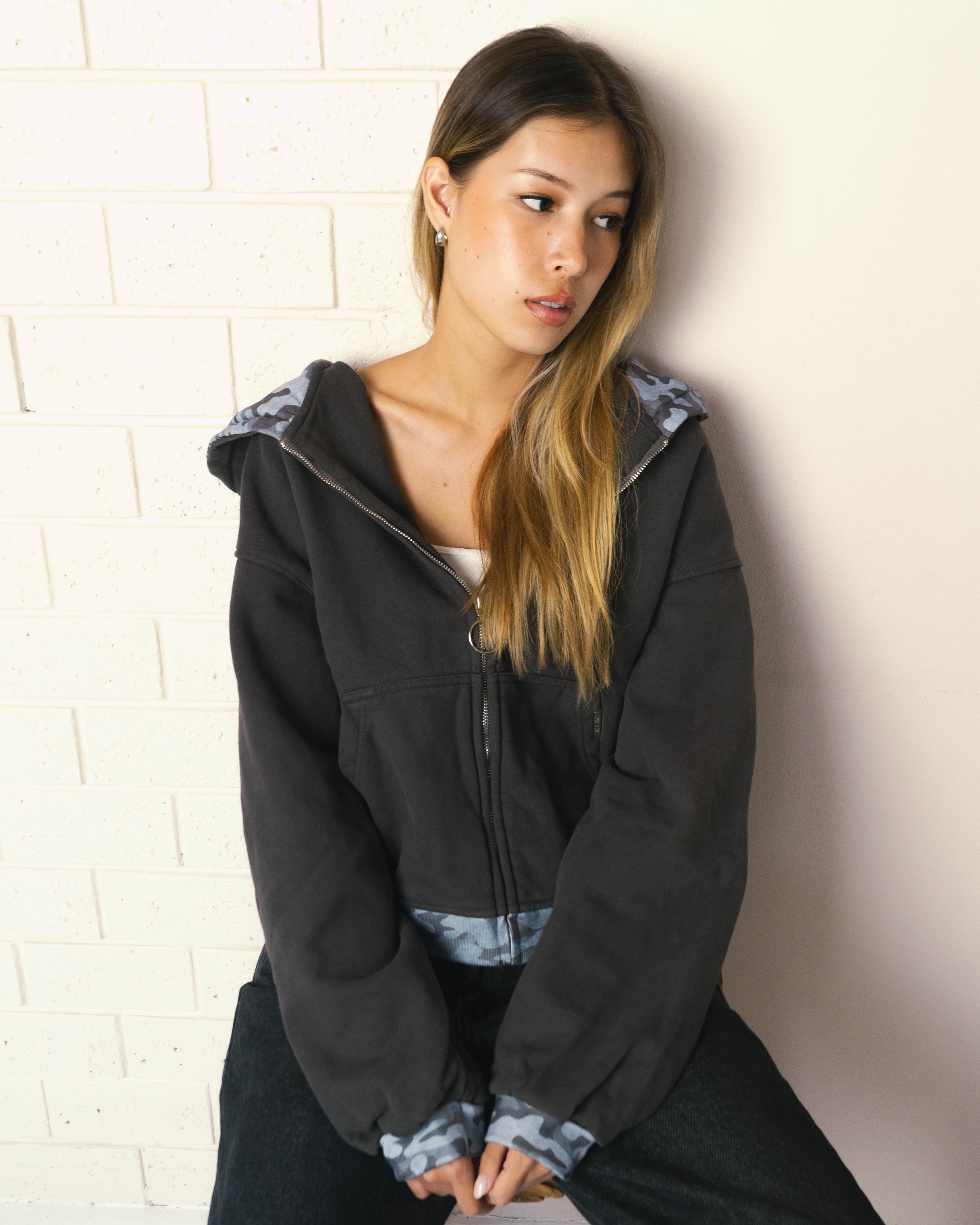 Camo Charcoal Zip-up