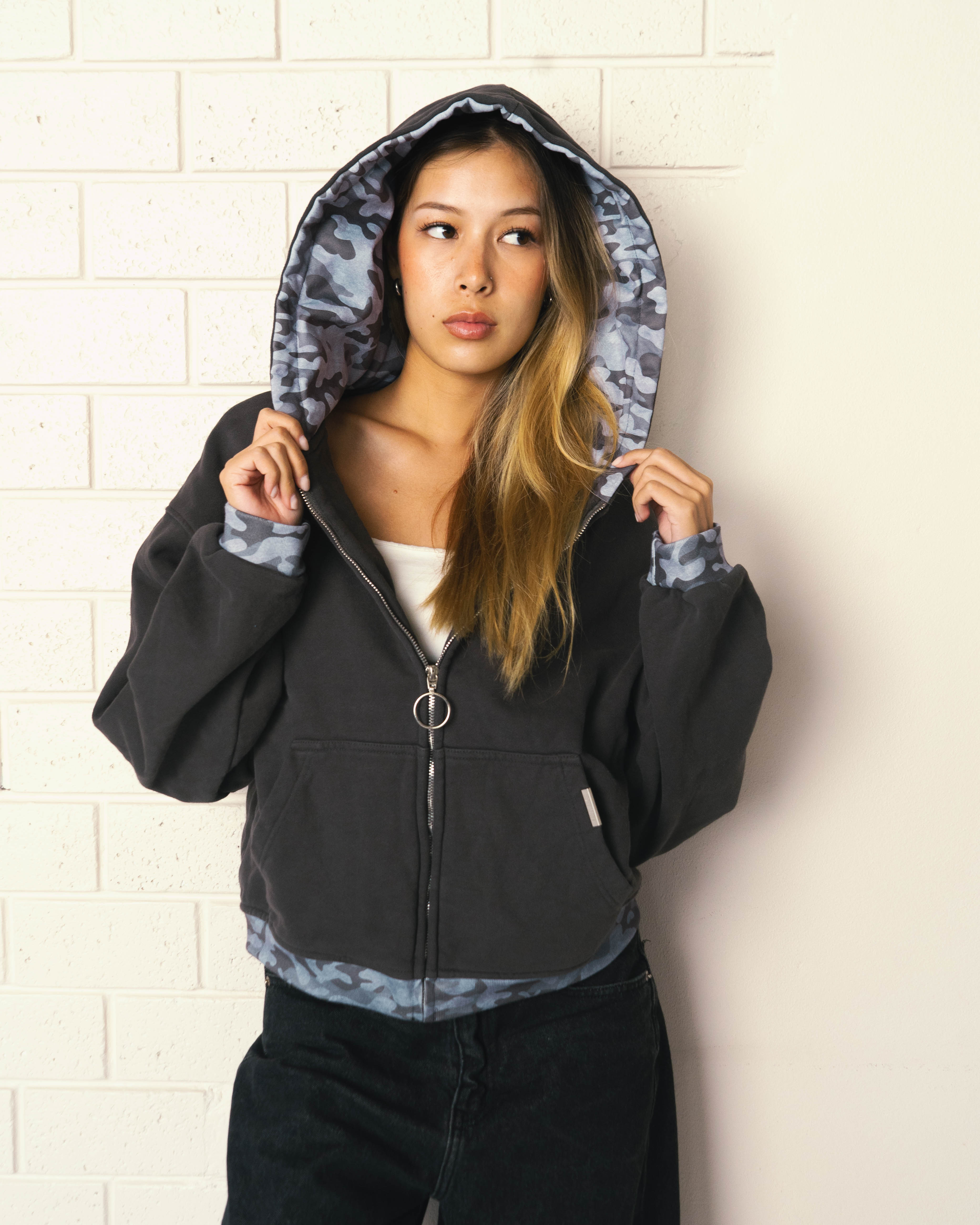 Camo Charcoal Zip-up